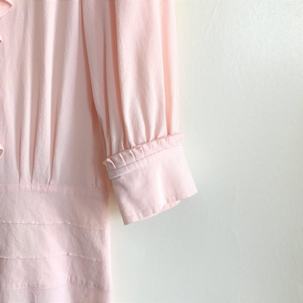 Valentino Pink Silk Crepe Ruffle Snap Front Dress - Picture 5 of 9